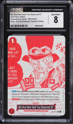 2025 One Piece 3rd Treasure Manga Alt Art But Ace Here Said You Deserved It!! CGC 8 NM-MT
