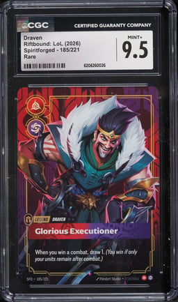 2026 Riftbound League Of Legends LoL Spiritforged Draven #185 CGC 9.5 MINT+