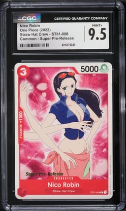 2022 One Piece Straw Hat Crew Super Pre-Release Nico Robin #ST01-008 CGC 9.5 MINT+