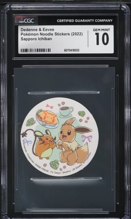 2022 Pokemon Japanese Sapporo Ichiban Noodle Stickers Dedenne & Eevee CGC 10 GEM