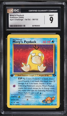 2000 Pokemon Gym Challenge 1st Edition Misty's Psyduck #90 CGC 9 MINT
