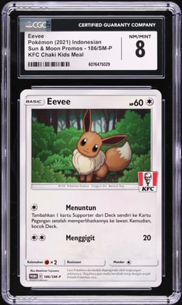 2021 Pokemon Indonesian SM Promo KFC Chaki Kids Meal Eevee #186 CGC 8 NM-MT