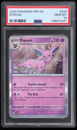 2025 Pokemon Scarlet and Violet Prismatic Evolutions Espeon #33 PSA 10
