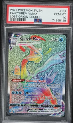2022 Pokemon Sword & Shield Lost Origin Rainbow Rare Kyurem VMAX #197 PSA 10 GEM MINT