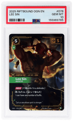 2025 Riftbound League of Legends Origins Lee Sin Ascetic #078 PSA 10