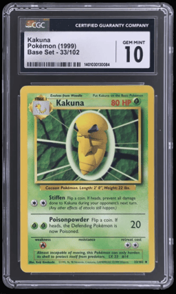 1999 Pokemon Base Set Kakuna #33 CGC 10
