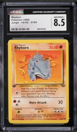1999 Pokemon Jungle 1st Edition Rhyhorn #61 CGC 8.5 NM-MT+