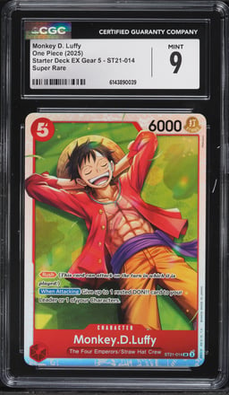 2025 One Piece Starter Deck EX Gear 5 SR Monkey D. Luffy #ST21-014 CGC 9 MINT