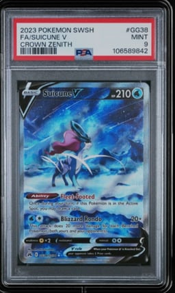2023 POKEMON SWORD & SHIELD CROWN ZENITH #GG38 FULL ART/SUICUNE V PSA 9