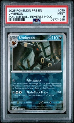2025 POKEMON PRE EN-PRISMATIC EVOLUTIONS MASTER BALL REVERSE HOLO UMBREON PSA 9
