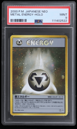2000 Pokemon Neo 1 Gold Silver To A New World Japanese Holo Metal Energy #19 PSA 9