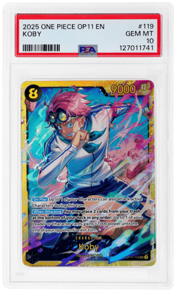 2025 One Piece Card Game A Fist of Divine Speed Koby #OP11119 PSA 10