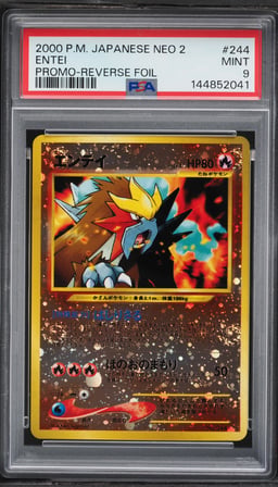 2000 Pokemon Japanese Neo 2 Promo Reverse Holo Entei #244 PSA 9 MINT