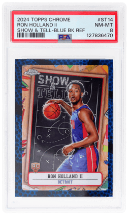 2024 Topps Chrome Show and Tell Blue Basketball Refractor Ron Holland II #ST14 PSA 8