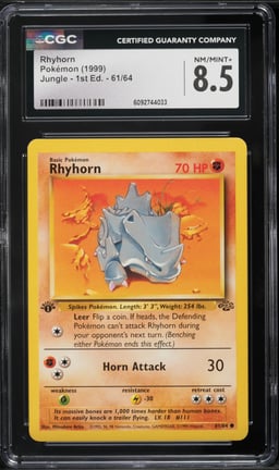 1999 Pokemon Jungle 1st Edition Rhyhorn #61 CGC 8.5 NM-MT+