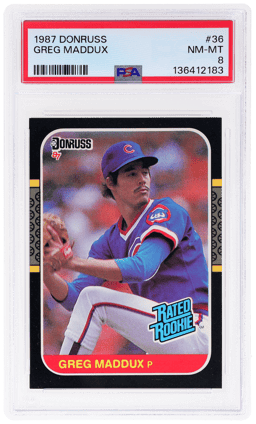 1987 Donruss Rated Rookie Greg Maddux #36 PSA 8