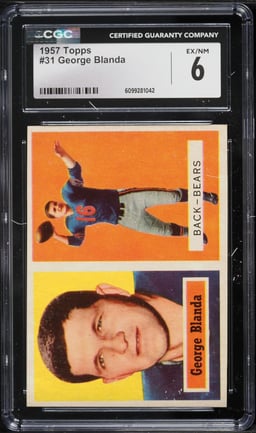 1957 Topps Football George Blanda #31 CGC 6 EXMT