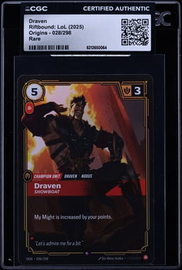 2025 Riftbound League Of Legends LoL Origins Draven #028 CGC AUTH