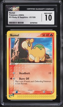 2003 Pokemon EX Ruby & Sapphire Numel #61 CGC 10 GEM MINT
