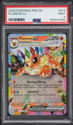 2025 Pokemon Scarlet & Violet Prismatic Evolutions Holo Flareon EX #014 PSA 9 MINT