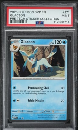 2025 Pokemon SV Black Star Promo Tech Sticker Collection Glaceon #171 PSA 9 MINT