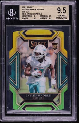 2021 Select Club Level Green & Yellow Die-Cut Jaylen Waddle ROOKIE #248 BGS 9.5 GEM MINT