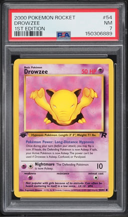 2000 Pokemon Team Rocket 1st Edition Drowzee #54 PSA 7 NRMT