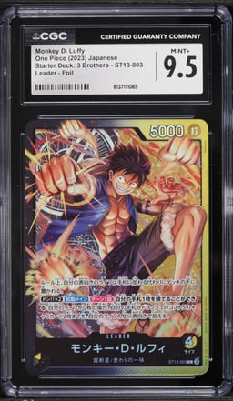 2023 One Piece Japanese Starter Deck 3 Brothers Foil Leader Monkey D. Luffy #ST13-003 CGC 9.5