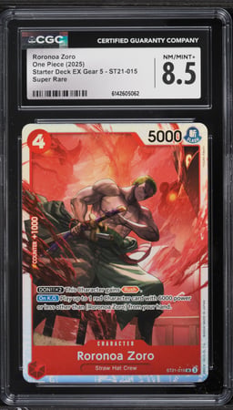 2025 One Piece Starter Deck EX Gear 5 SR Roronoa Zoro #ST21-015 CGC 8.5 NM-MT+