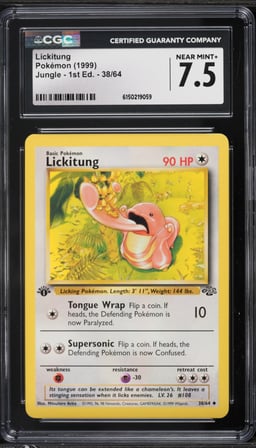 1999 Pokemon Jungle 1st Edition Lickitung #38 CGC 7.5 NRMT+