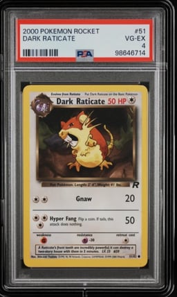 2000 POKEMON ROCKET #51 DARK RATICATE PSA 4