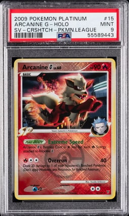 2009 POKEMON PLATINUM SUPREME VICTORS CROSSHATCH #15 ARCANINE G-HOLO PSA 9
