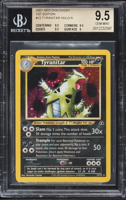 2001 Pokemon Neo Discovery 1st Edition Holo Tyranitar #12 BGS 9.5 GEM MINT