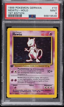 1999 Pokemon German Base Set 1st Edition Holo Mewtwo Mewtu #10 PSA 9 MINT