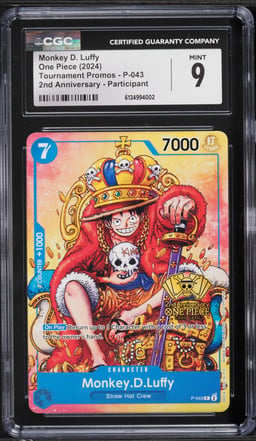 2024 One Piece Promo Tournament 2nd Anniversary Monkey D. Luffy #P-043 CGC 9 MINT