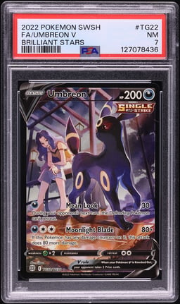 2022 Pokemon Sword & Shield Brilliant Stars CHR Umbreon V #TG22 PSA 7 NRMT