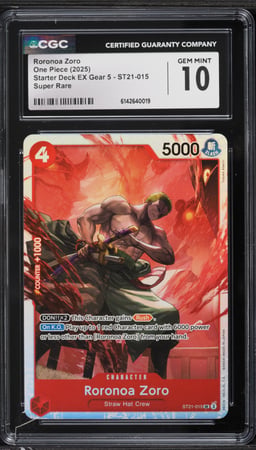 2025 One Piece Starter Deck EX Gear 5 SR Roronoa Zoro #ST21-015 CGC 10 GEM MINT