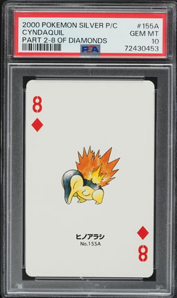 2000 Pokemon Japanese Silver Version Part 2 Playing Cards 8 Of Diamonds Cyndaquil PSA 10 GEM
