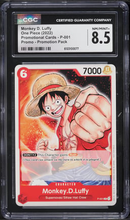 2022 One Piece Japanese Promo Pack Monkey D. Luffy #P-001 CGC 8.5 NM-MT+
