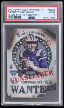 2024 Bowman Best University Gunslingers and Bandits Die Cut Garrett Nussmeier #GB18 PSA 9