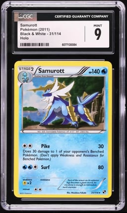 2011 Pokemon Black & White Holo Samurott #31 CGC 9 MINT