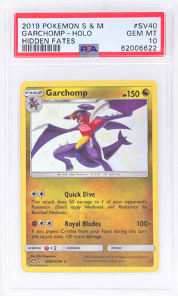 2019 Pokemon Sun and Moon Hidden Fates Shiny Vault Holo Garchomp #SV40 PSA 10