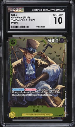 2026 One Piece Promo Tin Pack Vol.2 Alt Art Sabo #P-073 CGC 10 GEM MINT
