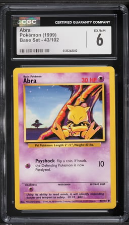 1999 Pokemon Base Set Abra #43 CGC 6 EXMT