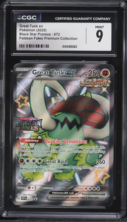 2025 Pokemon Scarlet & Violet Promo Paldean Fates Premium Full Art Great Tusk EX #72 CGC 9 MINT