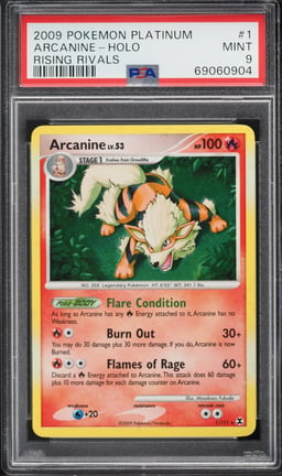 2009 Pokemon Platinum Rising Rivals Holo Arcanine #1 PSA 9 MINT