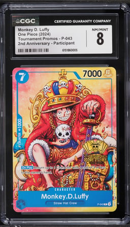 2024 One Piece Promo 2nd Anniversary Participant Monkey D. Luffy #P-043 CGC 8 NM-MT