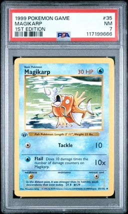 1999 POKEMON BASE SET 1ST EDITION #35 MAGIKARP PSA 7