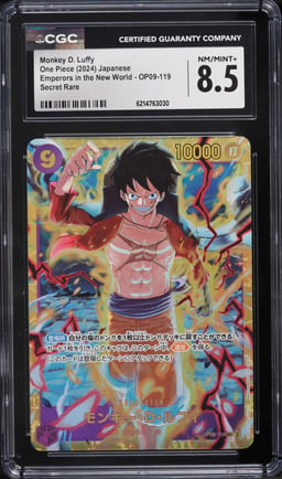 2024 One Piece Japanese Emperors In The New World SEC Monkey D. Luffy #OP09-119 CGC 8.5 NM-MT+