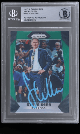 2017 Panini Prizm Green Prizm Signed Steve Kerr #50 BGS Auth